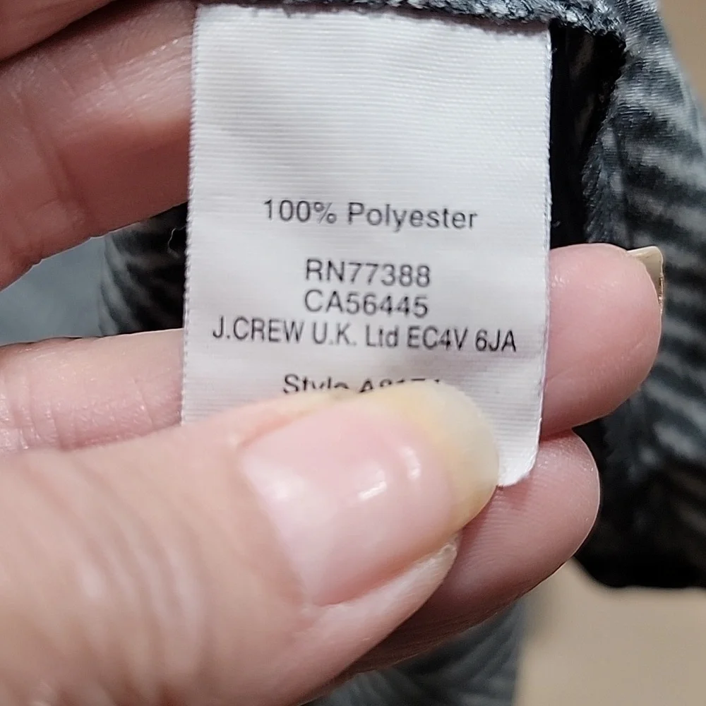 J. Crew Size 0 Gray Herringbone Pullover Blouse Top Sleeveless Ruffle Neck